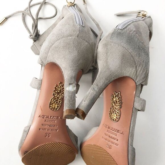 Aquazzura Belgravia Suede Lace Up Pump Grey EU 36 - Picture 8 of 11